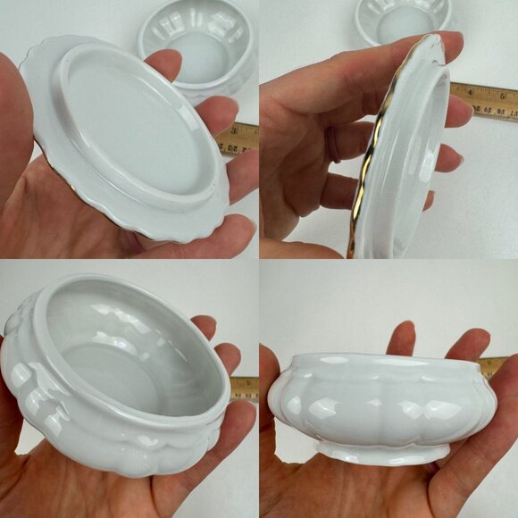 Vtg Mother is another word for love Round Trinket Dish w Lid Gold Accents w Box - Picture 8 of 11